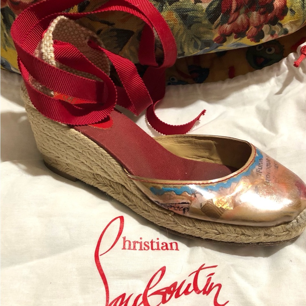 $700 CHRISTIAN LOUBOUTIN BRIGITT TRASH ESPADRIL SHOES 39 SZ 9